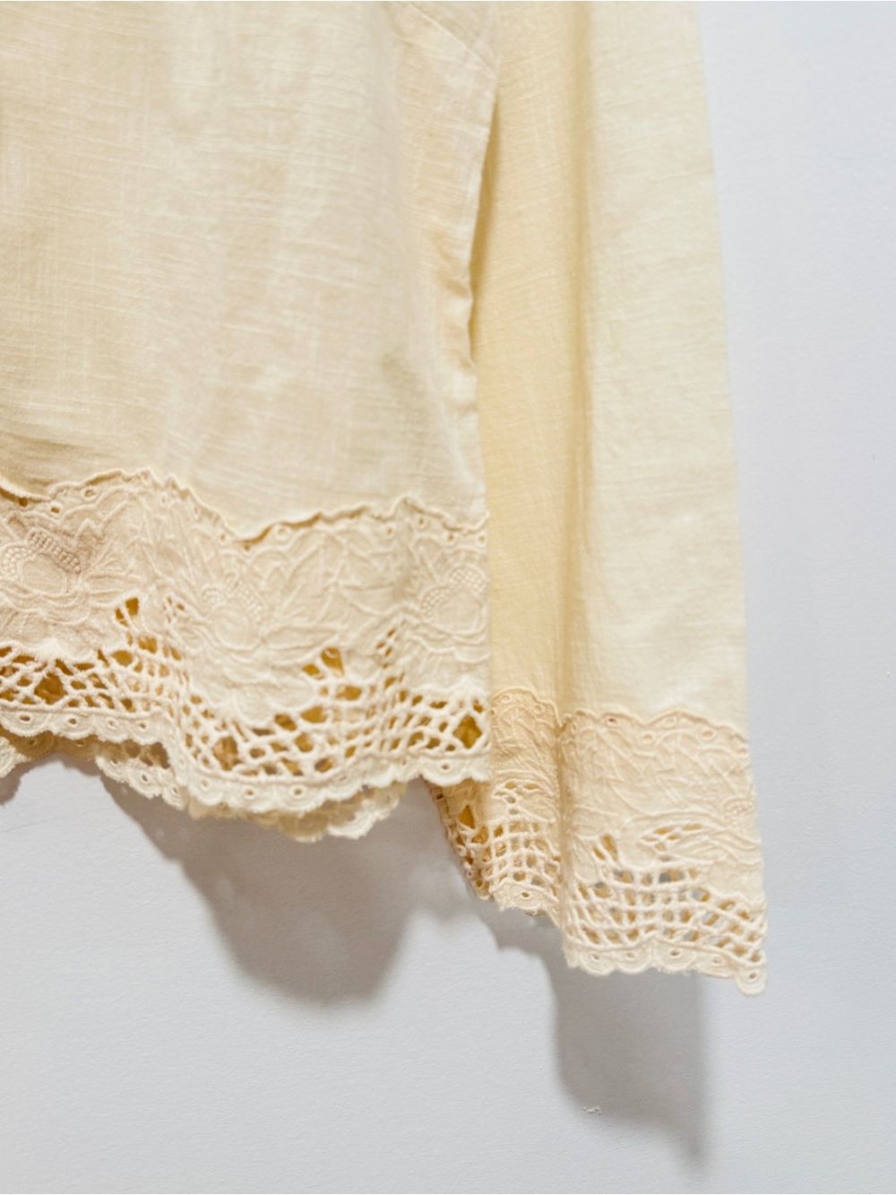 Jennifer & Grace Cream Embroidered Floral Lace-Trim Blouse - Picture 11 of 11
